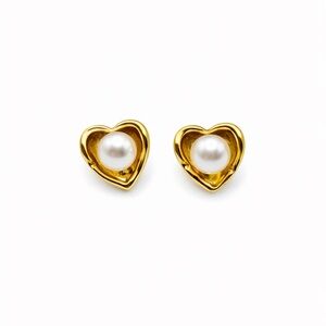 Heart Pearl Stud Earrings